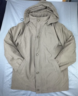 Jos A. Bank Mens Tan Utility Field Coat Jacket Removable Plaid Liner Hood Sz L - Image 1 of 4