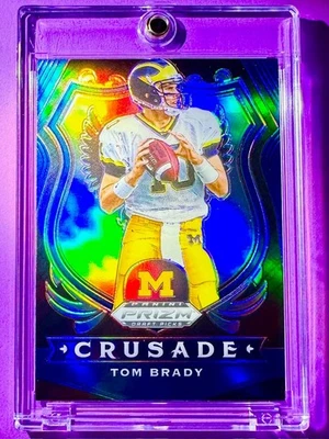 Tom Brady RARE BLUE REFRACTOR SP PRIZM CRUSADE MICHIGAN DRAFT PICKS SP - MINT! - Image 1 of 4