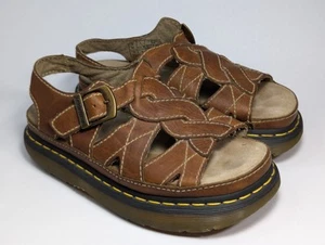 Vintage Y2K Dr Martens Chunky Sandals Womens Size 8 Brown Leather Platform Twist - Imagen 1 de 22