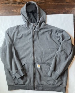 Carhartt Herren Kapuzenpullover Hoodie mit durchgehendem Reißverschluss lockere Passform Größe 2XL grau gebraucht, in einwandfreiem Zustand - Bild 1 von 6