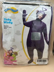 Teletubbies Adult One Size - Tinky Winky Purple Jumpsuit, Hood, Gloves Costume - Picture 1 of 6