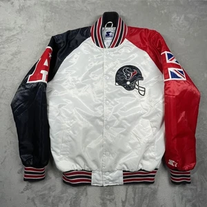 Chaqueta Houston Texans Para Hombre Grande Blanca Roja NFL Fútbol Arrancador Serie Londres - Imagen 1 de 21