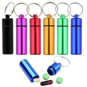 5 x Pillen Tabletten Halter Schlüsselring Kapsel Kugel Schlüsselring Verstau Sicher Aufbewahrung - Bild 1 von 5