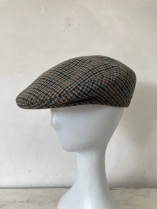 Vintage Flat Cap Newsboy Grey Red Tweed Check Country Wear 58cm Wool Blend - Picture 1 of 8