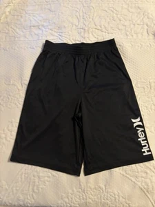 Hurley Big Boys XL Shorts Pull On Elastic Waist  Black H2O Dri Logo Short Pants - Picture 1 of 5