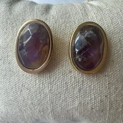 Pendientes perforados Stephanie Kantis chapados en oro de 18k de amatista EAF 16716 Foto 1 de 4