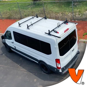 H1 3-Bar Steel Rack System w/ Roller Ford Transit 2015-present All Trims Black - Picture 1 of 11