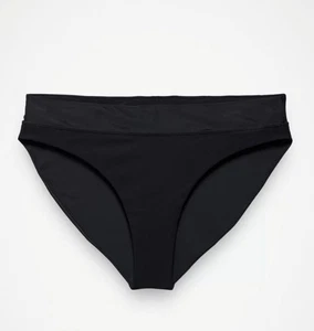Parte inferior de bikini Prana para mujer verano ondulada negra mediana sostenible traje de baño - Imagen 1 de 4