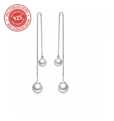 925 Пробы красивые серьги с жемчугом DLES94 - Изображение 1 из 4