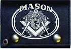4" Mason Freemason Symbol Masononic Leather Wallet with Chain Biker Wallet 