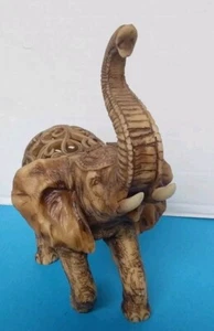 Carved Sculpture Elephant Figurine With Its Trunk Raised - Picture 1 of 8