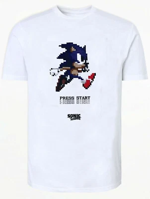SONIC THE HEDGEHOG T SHIRT / MEDIUM / WHITE / NICE PRESENT / SONIC PIXEL / NEW - Image 1 of 4