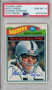 1977 Topps Dave Casper Oakland Raiders HOF 02 Signed RC PSA/DNA Gem Mint 10 Auto
