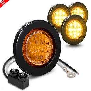 4x 2.5Inch Amber Round 13LED Marker Lights w/Grommet for Truck Trailer RV 12-24V - Picture 1 of 12