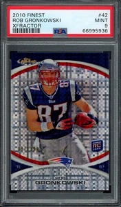 2010 Finest #42 ROB GRONKOWSKI Xfractor Rookie JERSEY NUMBER 87/399 PSA 9 1/1 - Picture 1 of 2