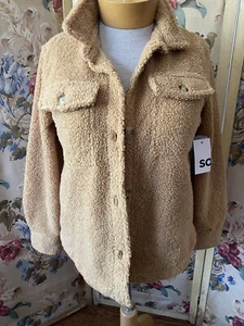 NEW So Teddy Jacket Juniors Small Sherpa Shacket Tan Girls Tween 14P - Picture 1 of 5