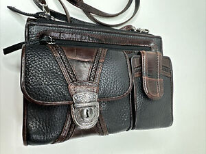 Vintage Brighton Leather Multi Pocket Organizer Cross Body Shoulder Handbag