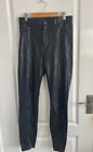 Zara Black Faux Leather Slim Leg High Rise Stretch Jean Trousers UK M 10 12
