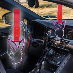 Neo Chrome Rabbit JDM Ring Tsurikawa Subway Bus Car Handle Strap -Red Nylon X2 - Picture 1 of 7