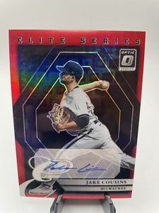 2022 Donruss Optic Elite Series Red Pandora Prizm /12 Jake Cousins RC Auto SSP