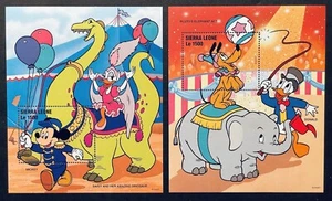 SIERRA LEONE DISNEY CHARCTERS AS CIRCUS PERFORMERS STAMPS 2/SS 1995 MNH DINOSAUR - Picture 1 of 3