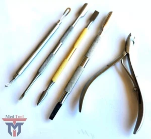 CUTICLE NIPPER PUSHER INGROWN TOENAIL LIFTER PEDICURE NAIL CARE TOOLS (5 PC) - Picture 1 of 4