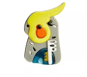BROOCH/Acrylic Aussie Cockatoo Australia Bird lover Gift Idea - Picture 1 of 3
