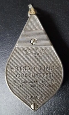 Vintage Irwin Straight Line Chalk Line Reel Plumb Bob Metal Tool USA - Image 1 of 4