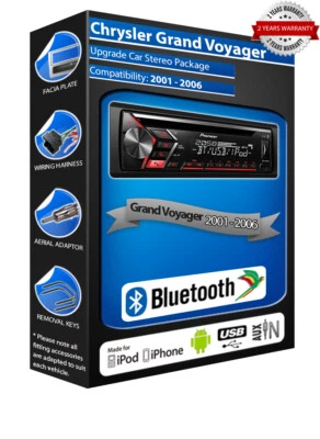 Chrysler Grand Voyager DEH-S320BT Auto Stereo, USB CD MP3 Aux Vivavoce Bluetooth - Immagine 1 di 4