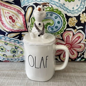 Rae Dunn Disney Frozen Ceramic Mug With Olaf Topper, Cartoon, NEW - Picture 1 of 3