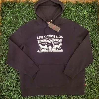 Men's Levis Pullover Hoodie Standard Fit Black ⚫ Graphic Print Size L ~ New - Image 1 of 4