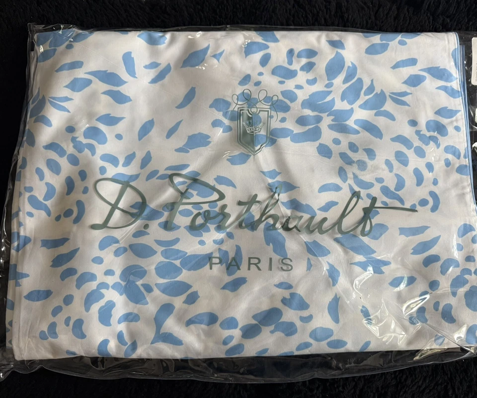 D. Porthault Parigi Blu Alizee 505 Copripiumino Queen 100% Cotone NUOVO - Immagine 1 di 4