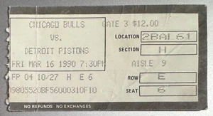 Chicago Bulls Ticket Stub 4/16/1990 vs. Detroit Pistons, Michael Jordan Era! - Picture 1 of 2