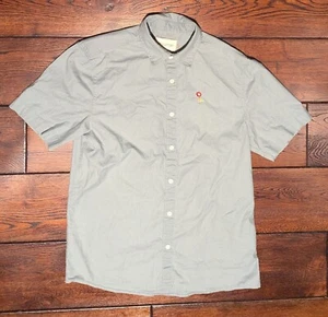 Revolution Denmark Men's Casual Button-Up S/S Shirt w/ Embroidered Flower Size M - Picture 1 of 13