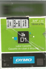 Dymo D1 Black on White 3/4" Label Cassette NEW
