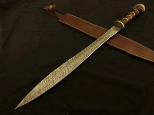 RÖMISCHE GLADIUS HISTORISCHE MASSGESCHNEIDERTE DAMASKUS STAHLKLINGE, DOLCH WARIOR SCHWERT - Bild 1 von 6