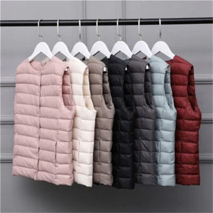 Portable Coat Autumn Slim Vest Short Down Neckless Women Lightweight Fit  Winter - Picture 1 of 26