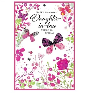 Geburtstagskarte Schwiegertochter - Blumen weiblich sie - Simon Elvin 7,5"x 5,25" - Bild 1 von 3