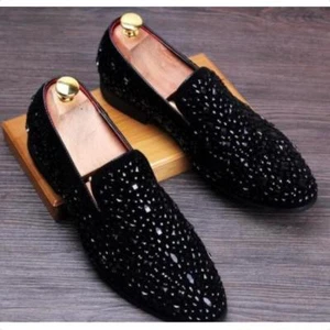 Mens Business Rhinestones Driving Bling Slip On Casual Loafers Club Dress Shoes - Picture 1 of 1