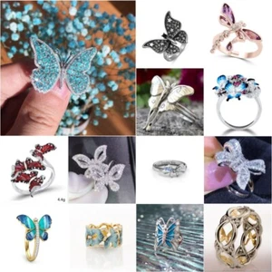 Butterfly Ring Women Wedding Ring Creative Drip Glue Size 5-11 Jewelry Fashion - Picture 1 of 33