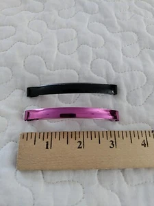 2 Hair Clips Black + Pink Pair Stay Tight Barrette 3 1/4 ” Curved Metal - Picture 1 of 7