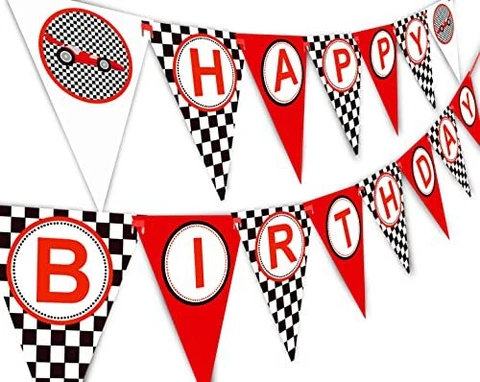 Race Car Birthday Banner Pennant Cover