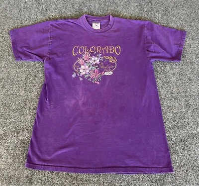 Camiseta Colorado De Colección “Semillas de Flores Silvestres” Púrpura Floral Años 90 Jerzees Foto 1 de 4
