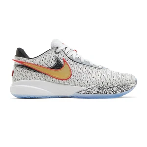 Nike LeBron 20 The Debut White Metallic Gold Black University Red Wolf Grey - Picture 1 of 5