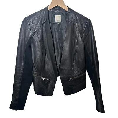 Chaqueta de cuero halógena acolchada negra para moto frente abierto talla pequeña Foto 1 de 4