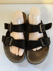 Sandalias CO224 Birkenstock Arizona con plantilla suave cuero marrón deslizable para hombre 14 47 - Imagen 1 de 10