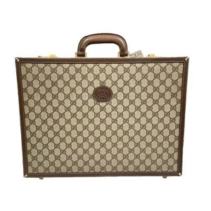 Gucci GG Supreme Canvas Brown Metal Corners Attache Business Briefcase - Picture 1 of 22