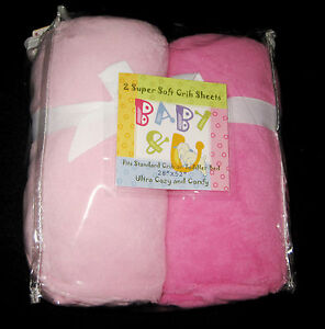  FULL CRIB SIZE- Baby & U Super Soft -  Light Pink & Med Pink 2  FITTED SHEETS