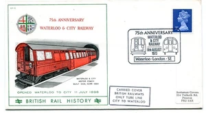 British Rail History Cover 1973 BR 10 75 aniversario Waterloo & City Railway SHS - Imagen 1 de 1