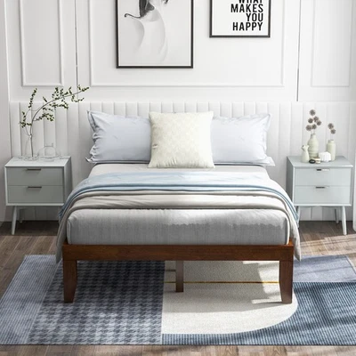 Base Colchón Soporte Listones Cama Plataforma Madera Completa 14" Marrón Cereza Foto 1 de 4